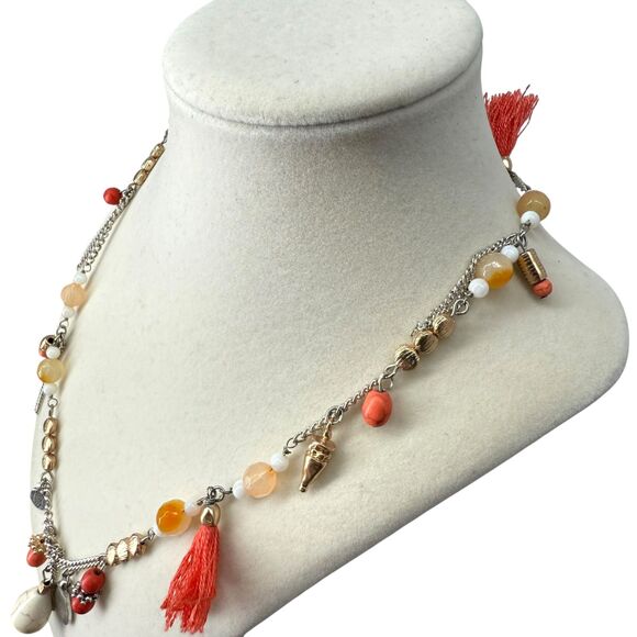 J.Jill Necklace Charms & Tassels Beaded Silver Tone Howlite Jade Mother of Pearl - Picture 4 of 8
